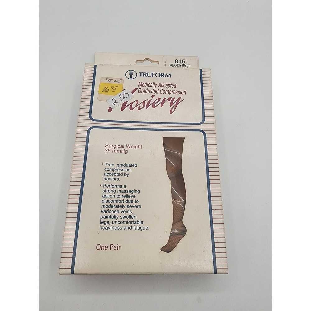 Truform Graduated Compression Hosiery Below Knee Open Toe Surgical Weight Size S